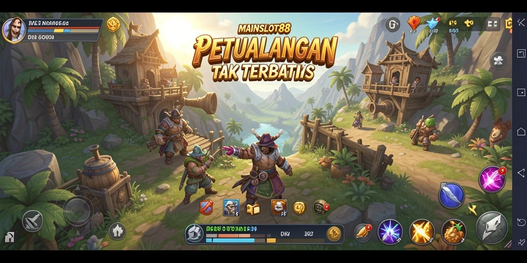 Tangkapan layar menunjukkan pemandangan indah dalam dunia Open World MAINSLOT88.