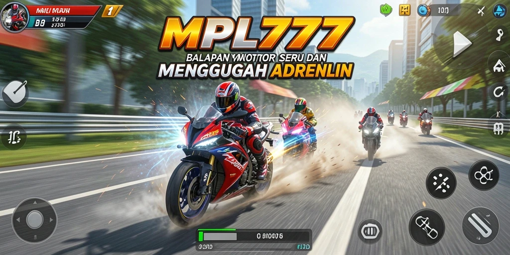 Tampilan gameplay seru dalam balapan motor yang mendebarkan.