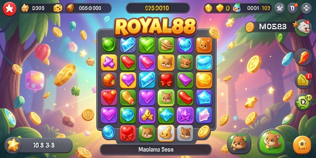 Gameplay Match-3 yang seru dan penuh warna di ROYAL88.