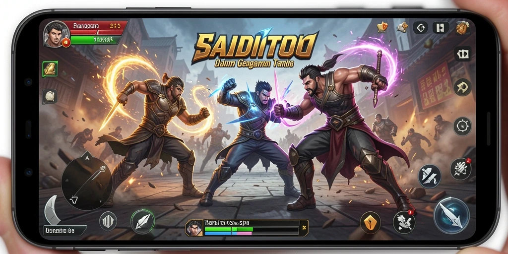 Tampilan gameplay yang mendebarkan dalam SAUDITOTO, menunjukkan aksi pertarungan yang intens.