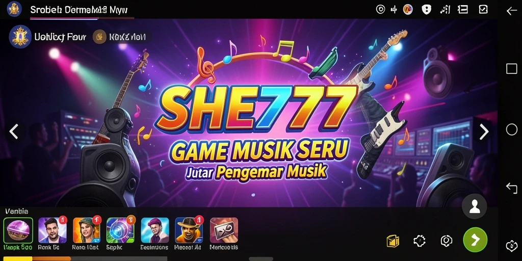 Screenshot utama SHE777 menampilkan gameplay penuh warna dan interaktif.