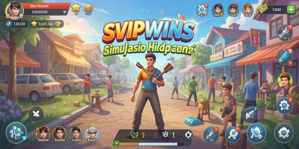 Screenshot gameplay menampilkan karakter dalam berbagai aktivitas sehari-hari.